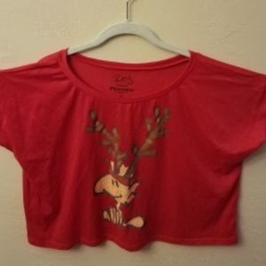 PEANUTS Woodstock red holiday top Jr's M